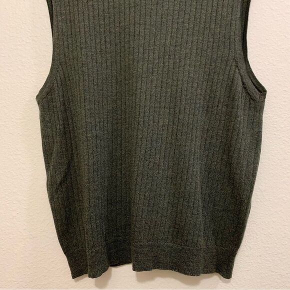 FIESOLE VEST MENS XL GREEN 100% NEW WOOL MERINO EXTRA FINE RIBBED KNIT VEST. - Picture 5 of 12